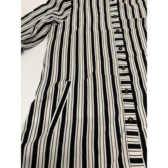 Beau Chemise Blouse Button Up Striped White/Black S Women's A62 - Picture 2 of 6